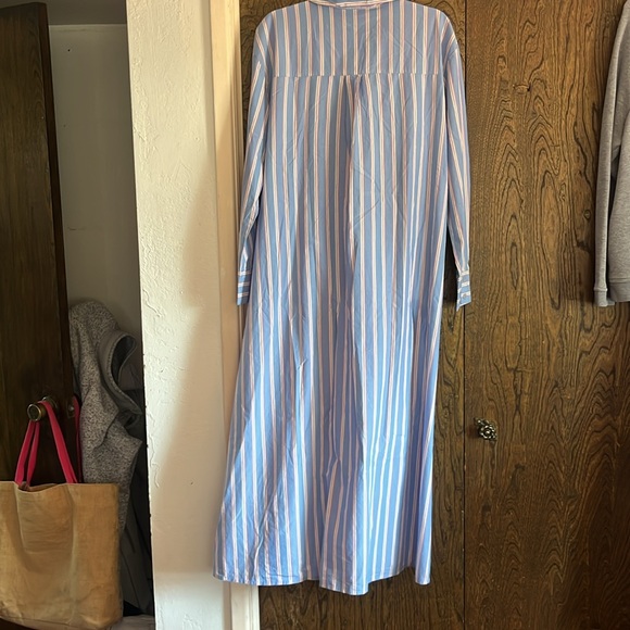 Blue Striped Maxi shirt dress by Caslon size L oversized - Picture 10 of 10